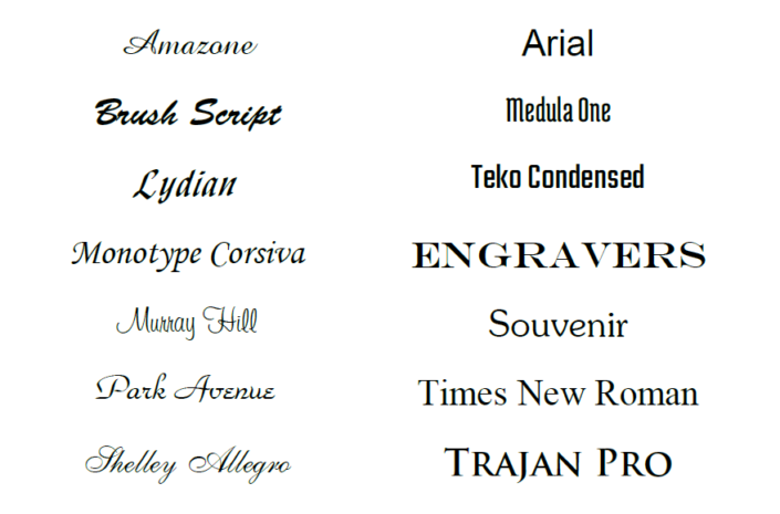 Our Standard Fonts